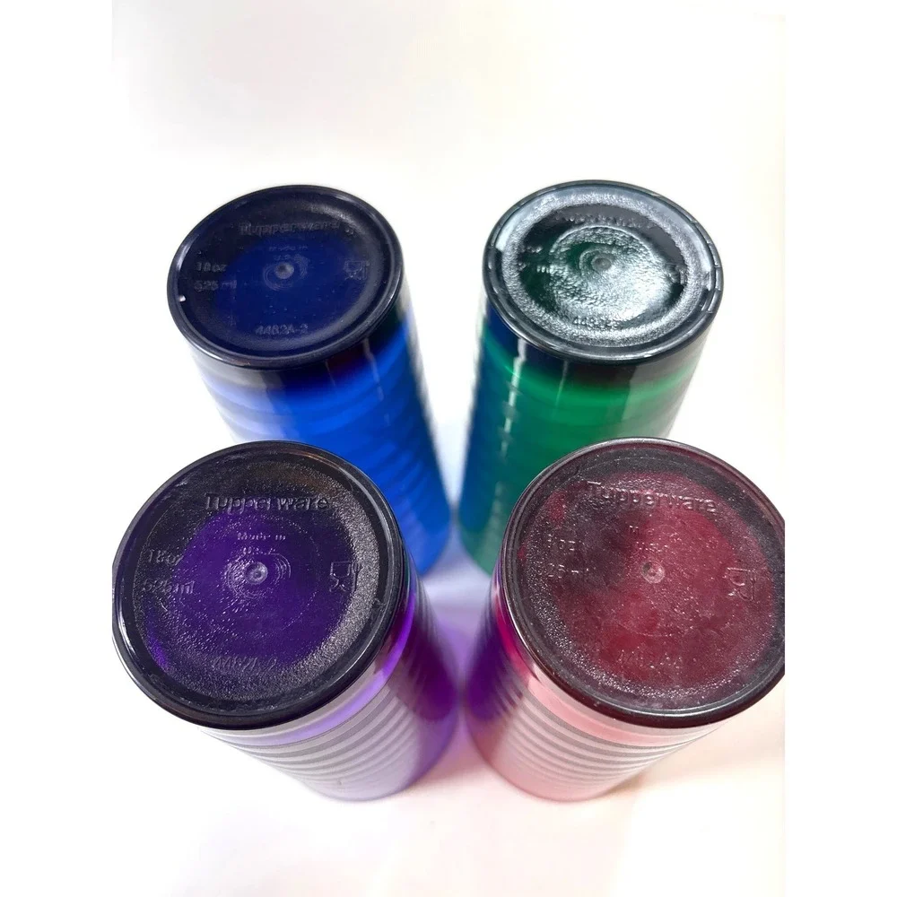 Tupperware Acrylic Spiral Tumblers Jewel Tone 18oz Set of 4 Glasses 4482A